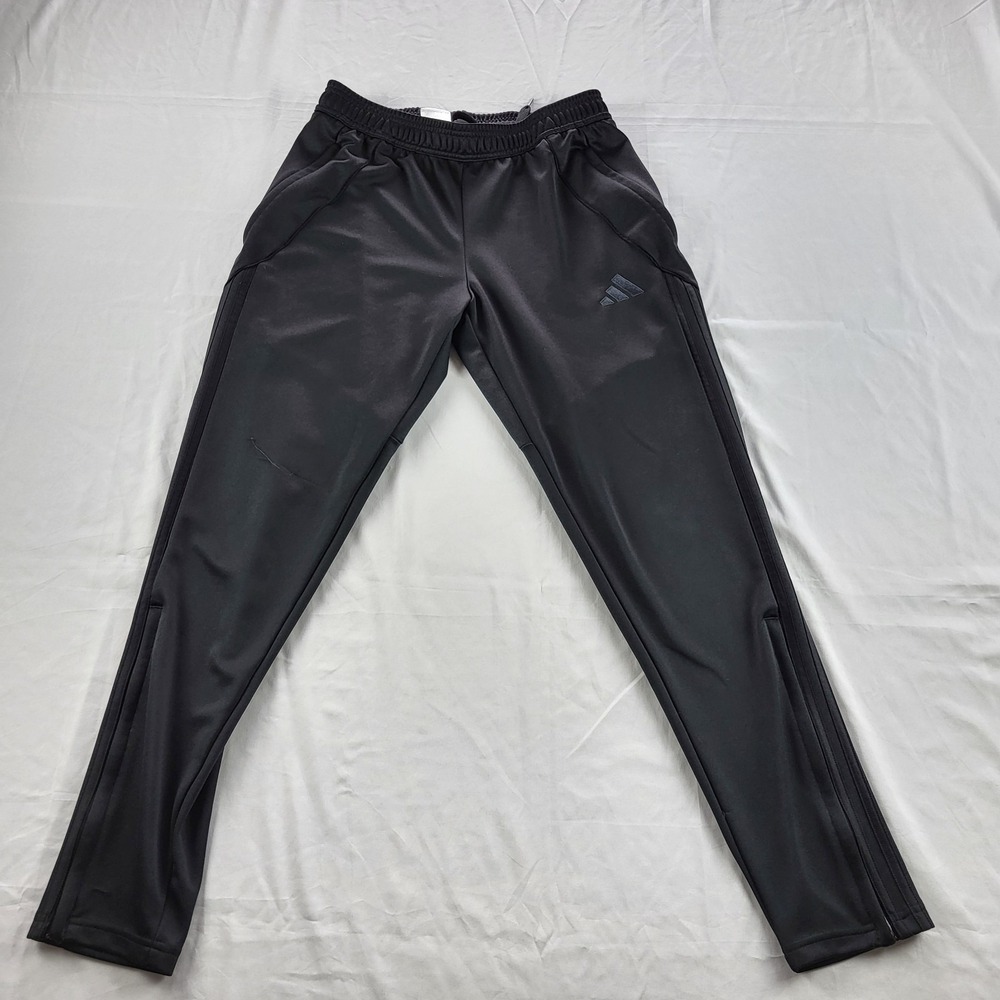 Adidas Tiro Soccer Pants Men Medium Black Ankle Zip Warmup Logo Pockets 3 stripe